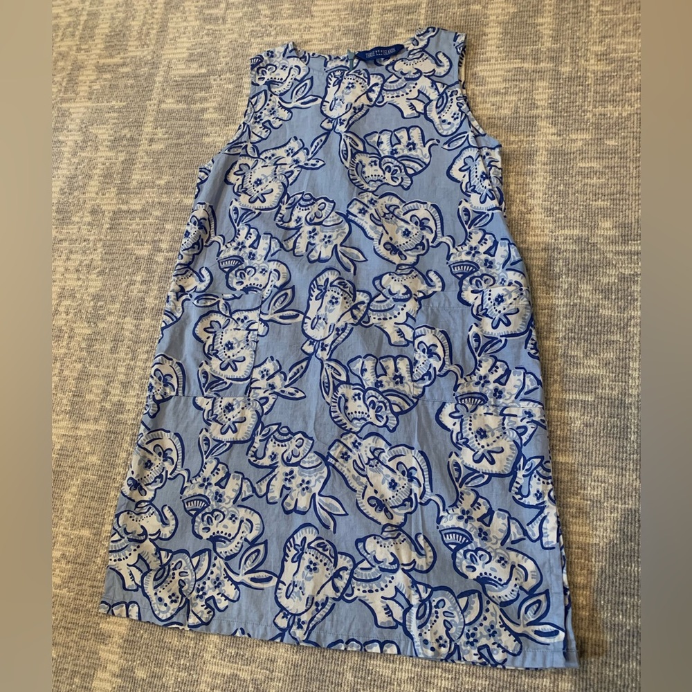 Three Islands Blue Elephant Tunic Dress